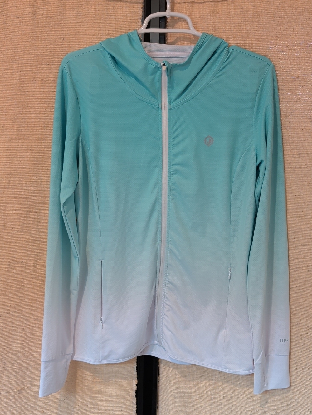 Women’s Ombre Aqua Hooded Zip-Up Utility Jacket